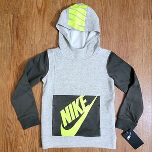 Nike Sportswear NSW Jacket Hoodie Gray Black Yellow Fleece Unisex Kids Size 7